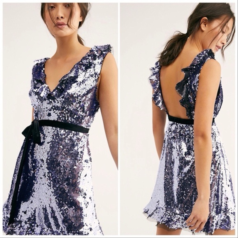 Free People Siren Sequin Mini Dress | Size 8 | Party Cocktail - Picture 2 of 13